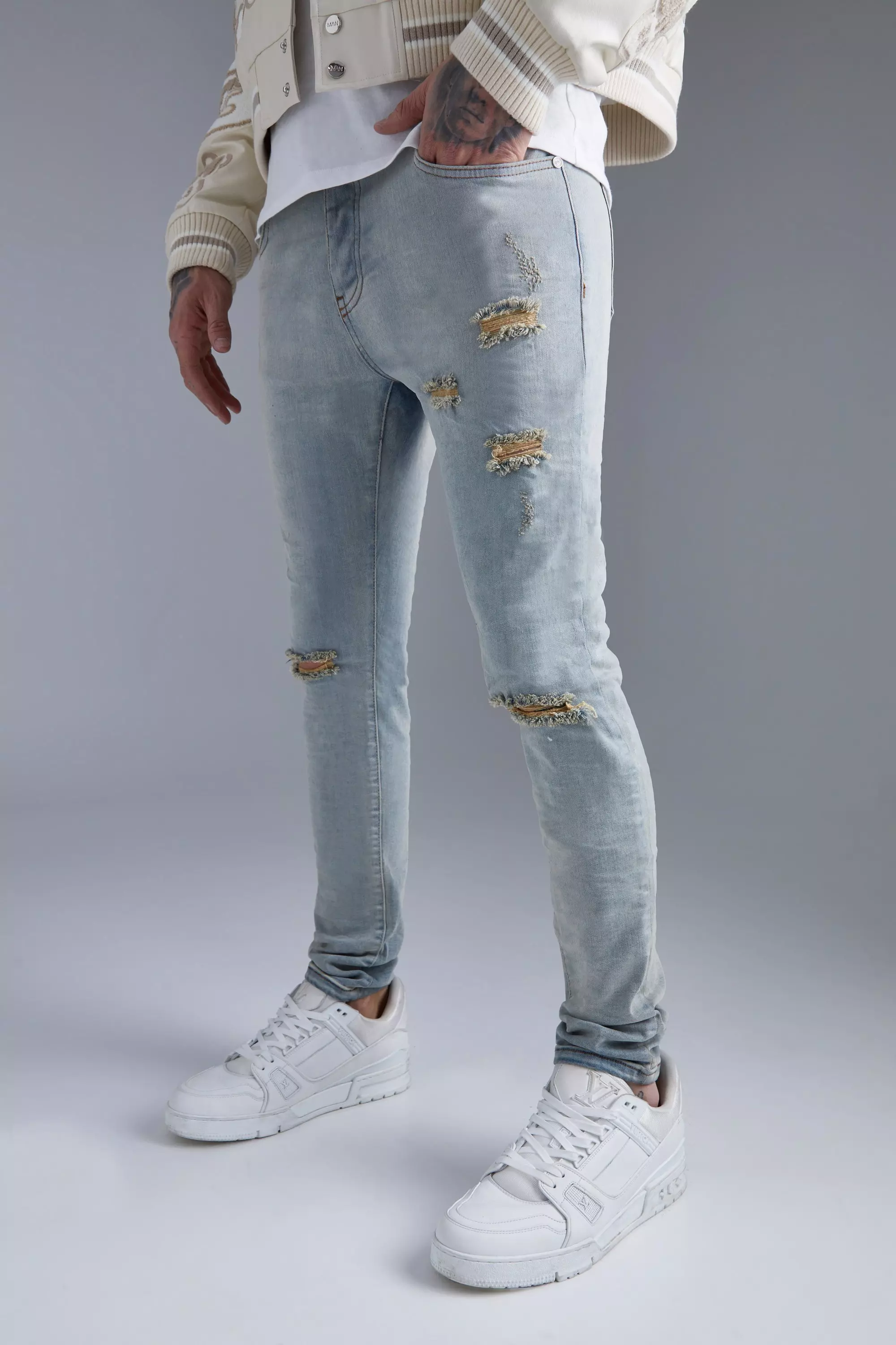 Ripped bleach best sale wash skinny jeans